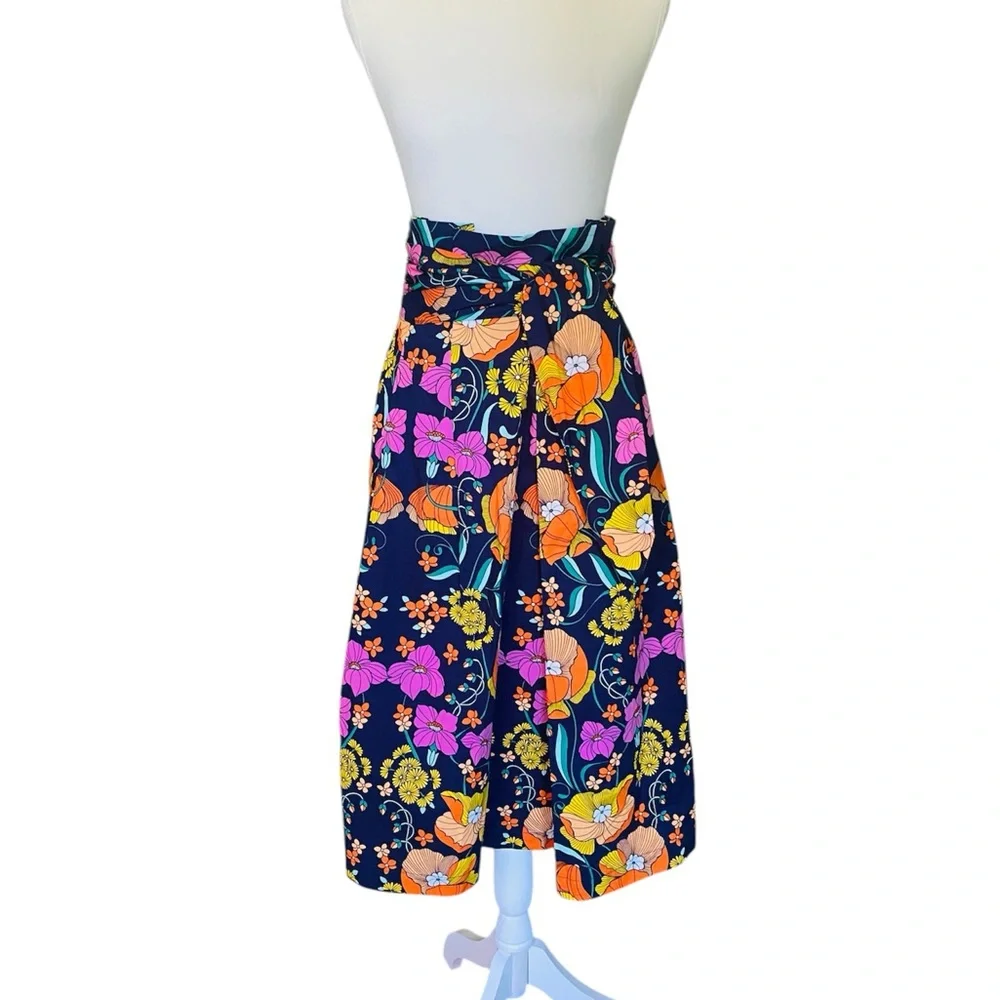 NWT Anthropologie Corey Lynn Calter XS Flowered Paper bag Midi Skirt Pockets - Picture 7 of 9